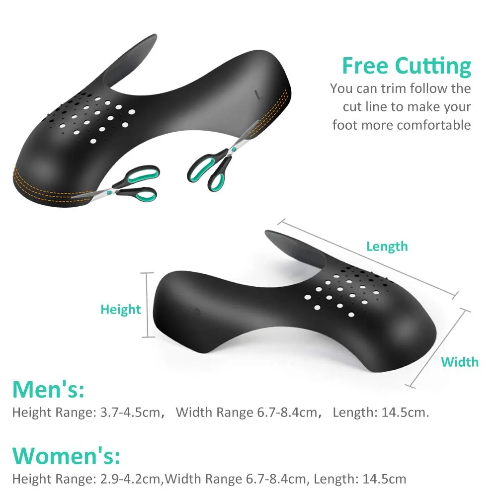 4 Pairs Anti-Wrinkle Shoes Crease Protectors Toe Box Decreaser, Sneaker Shoes Crease Guards for Men's 7-12/ Women's 5-8