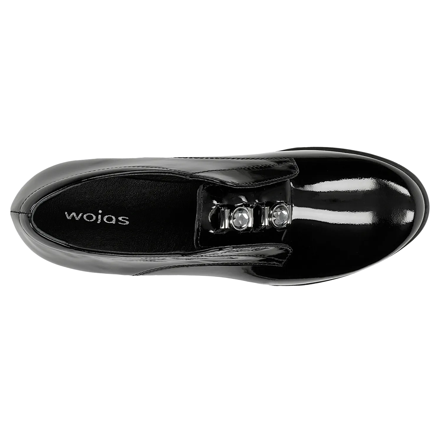 Black Leather Oxfords Wedges with Silver Details | 4609531