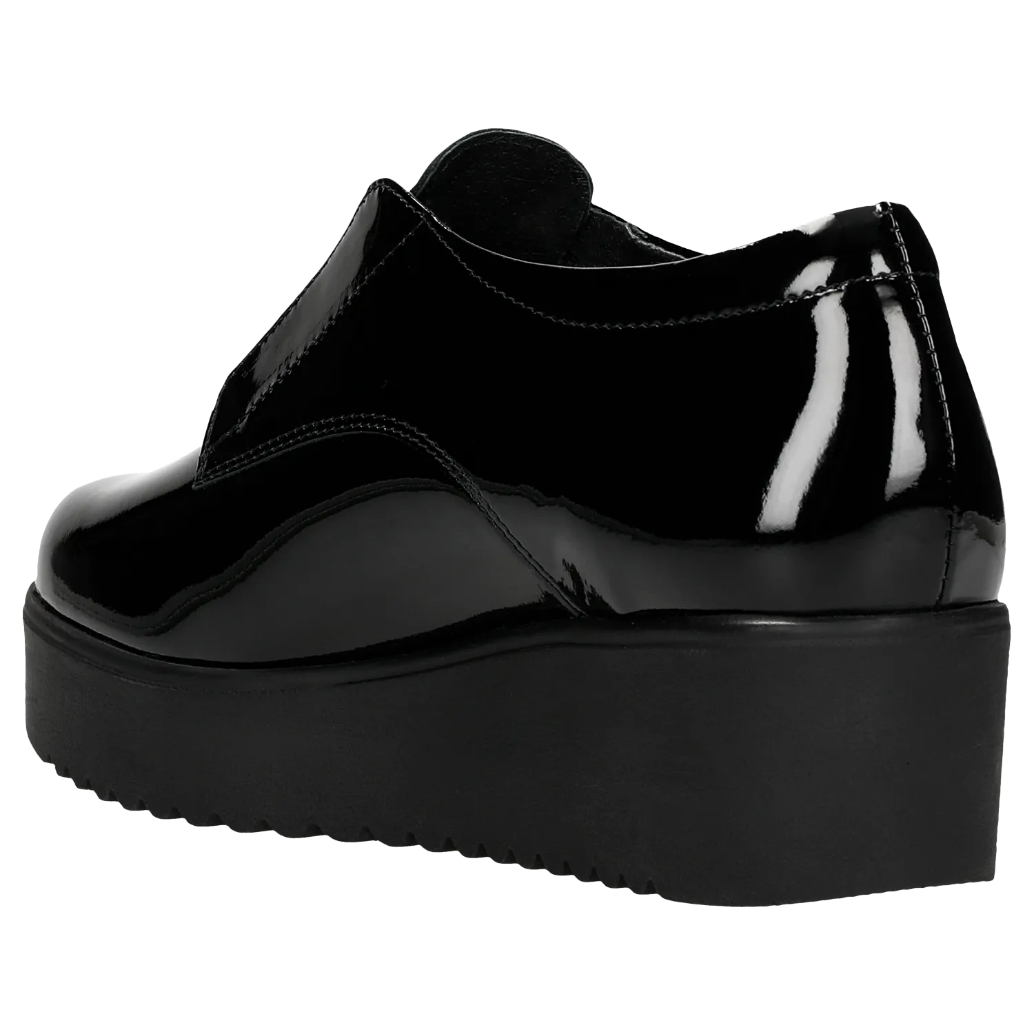 Black Leather Oxfords Wedges with Silver Details | 4609531