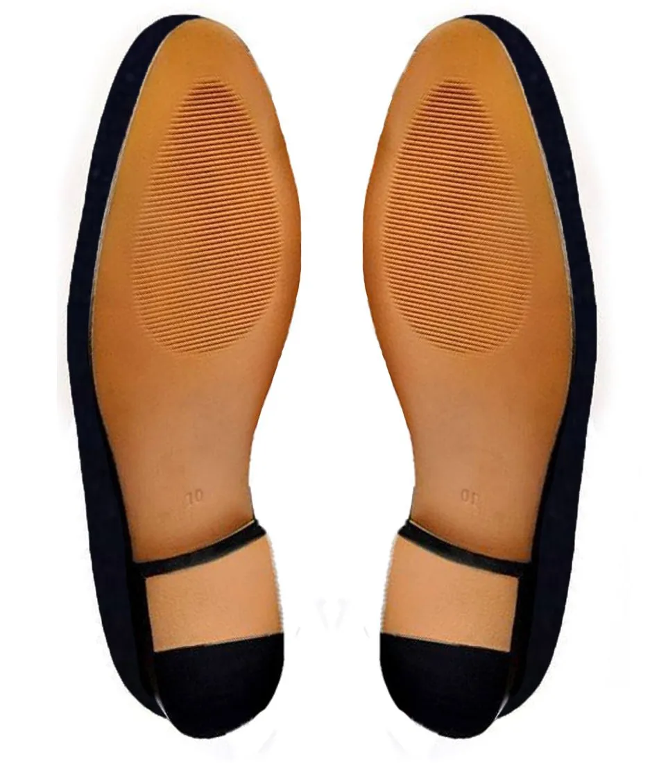 Blue Velvet Beer Embroidered Loafers