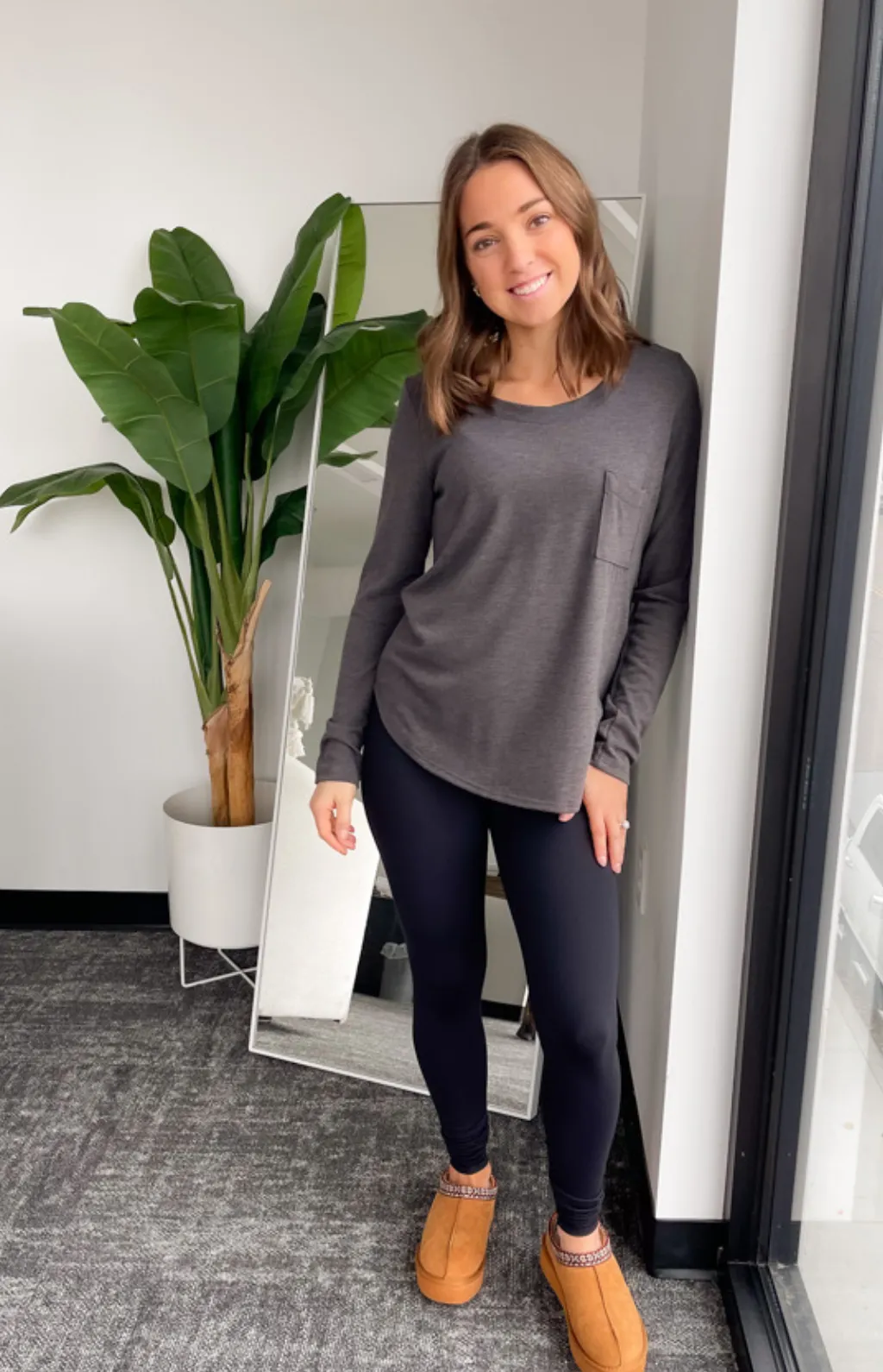 Cassidy Charcoal Long Sleeve Top
