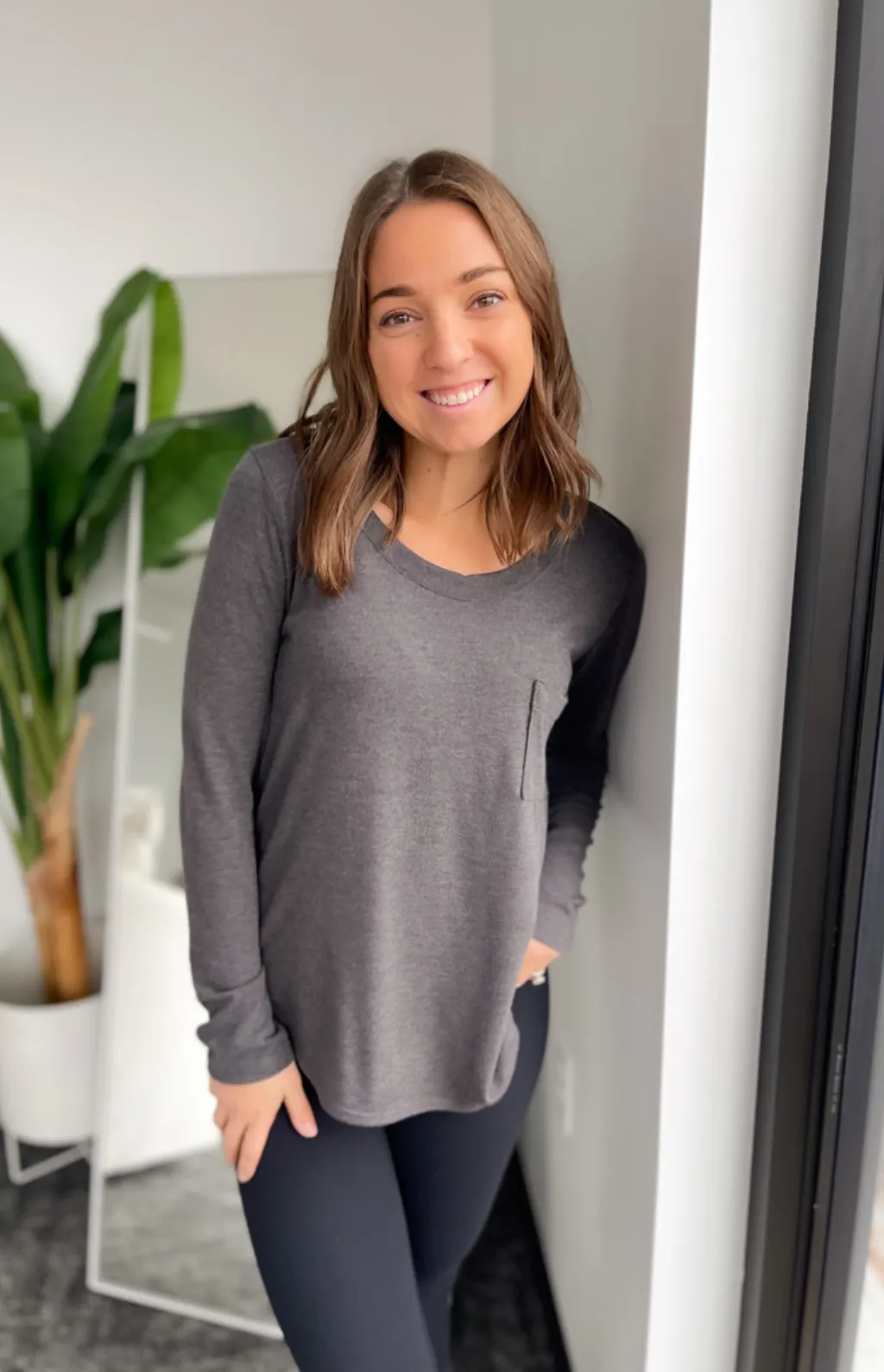 Cassidy Charcoal Long Sleeve Top