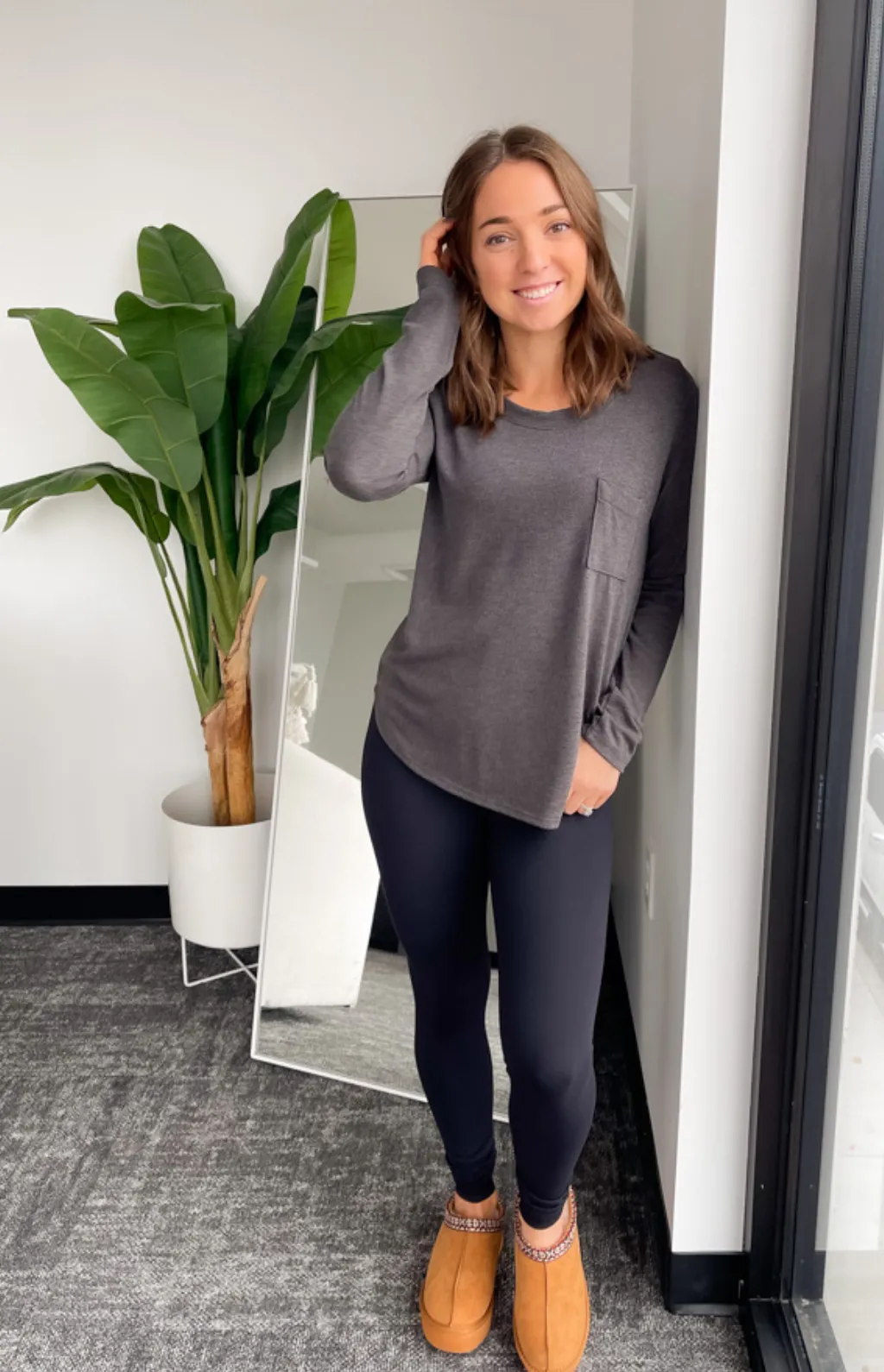 Cassidy Charcoal Long Sleeve Top