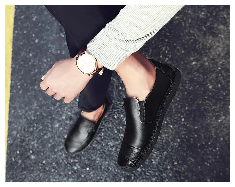 Comfortable Men Casual Shoes Loafers Men Shoes Quality Split Leather Flats Hot Sale Moccasins Size 1