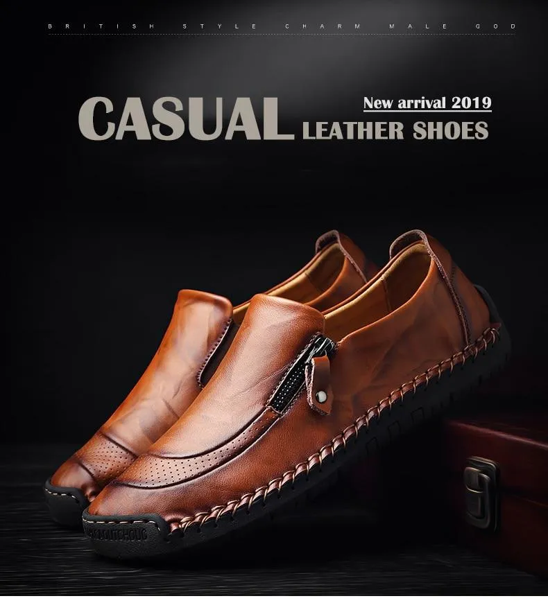 Comfortable Men Casual Shoes Loafers Men Shoes Quality Split Leather Flats Hot Sale Moccasins Size 1