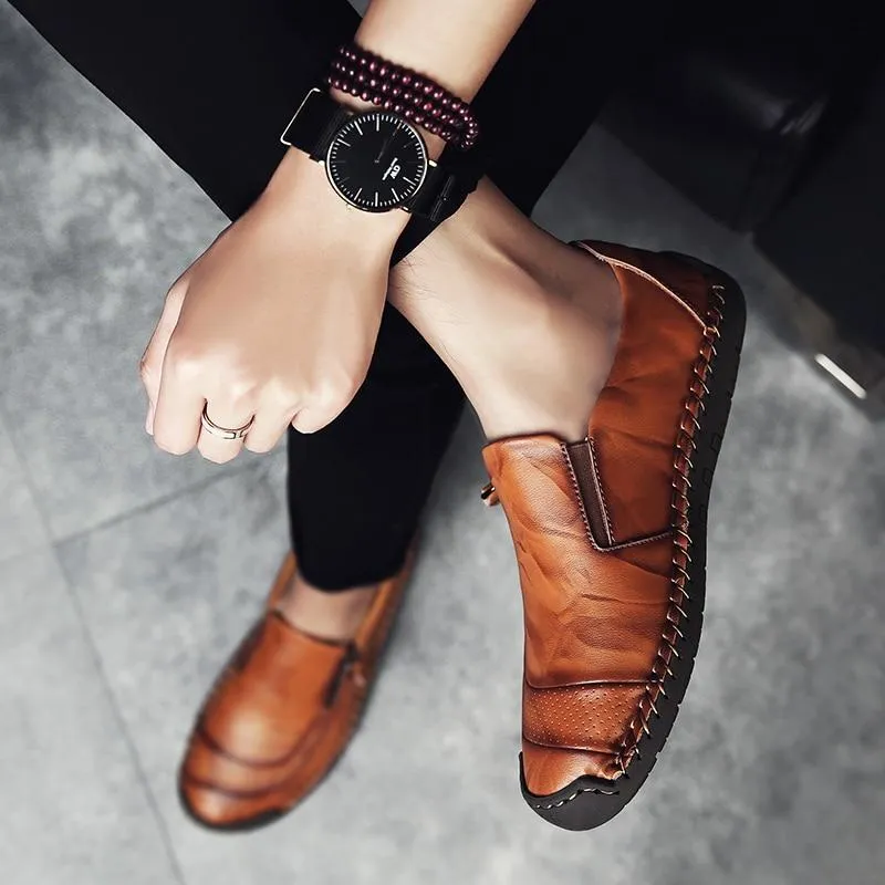 Comfortable Men Casual Shoes Loafers Men Shoes Quality Split Leather Flats Hot Sale Moccasins Size 1