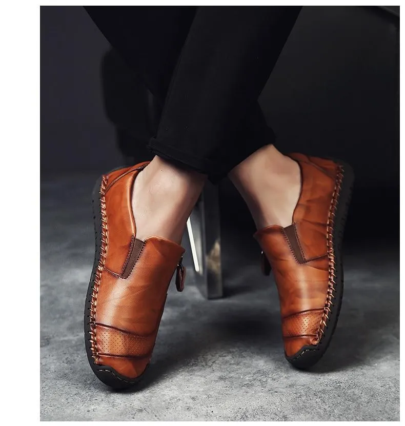 Comfortable Men Casual Shoes Loafers Men Shoes Quality Split Leather Flats Hot Sale Moccasins Size 1