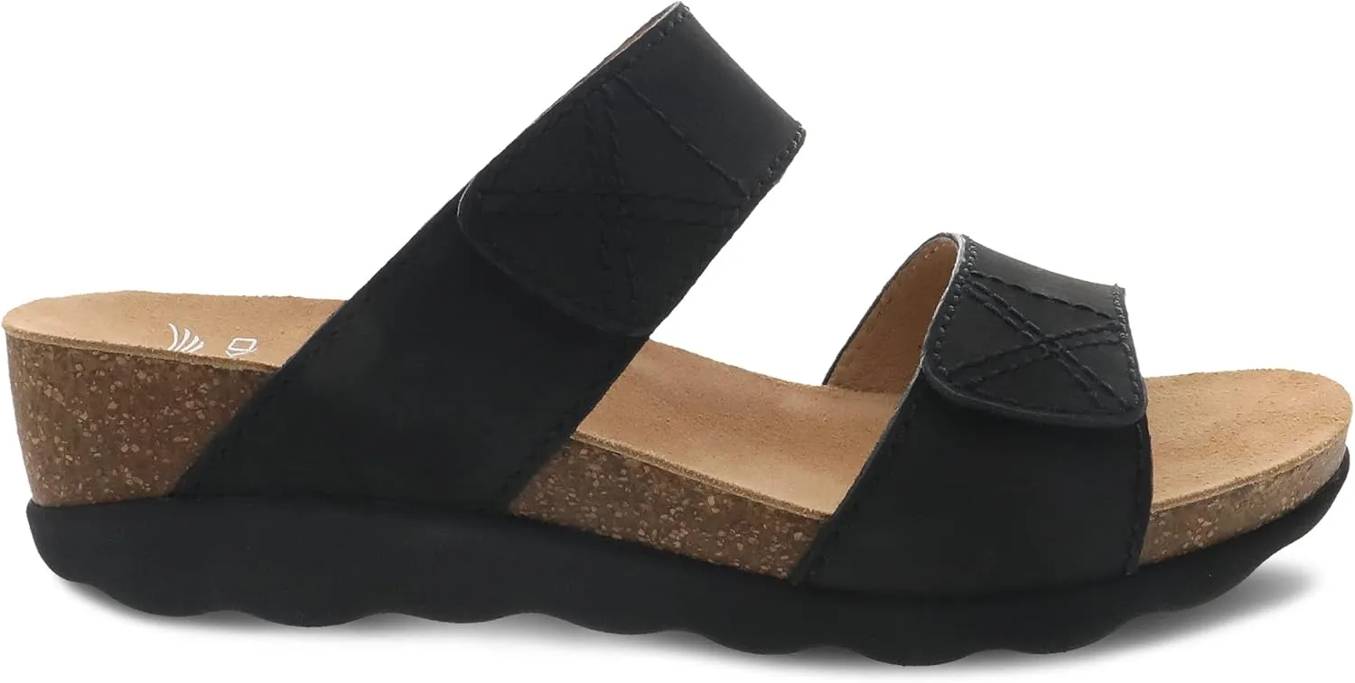 Dansko Maddy Slip-On Wedge Sandal for Women Comfortable Wedge Shoes with Arch Support Fully Adjustable Straps with Hook & Loop ClosureVersatile Casual to Dressy Footwear Lightweight Rubber Outsole