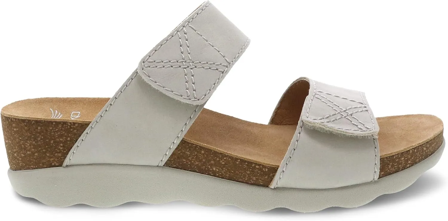Dansko Maddy Slip-On Wedge Sandal for Women Comfortable Wedge Shoes with Arch Support Fully Adjustable Straps with Hook & Loop ClosureVersatile Casual to Dressy Footwear Lightweight Rubber Outsole