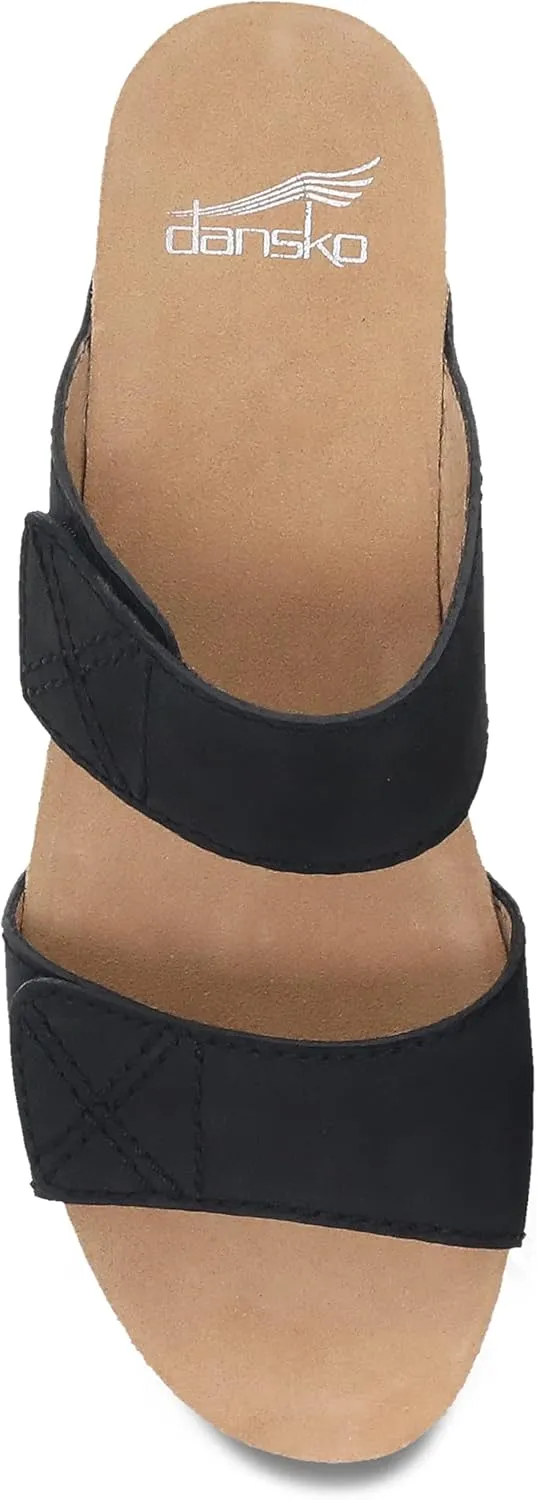 Dansko Maddy Slip-On Wedge Sandal for Women Comfortable Wedge Shoes with Arch Support Fully Adjustable Straps with Hook & Loop ClosureVersatile Casual to Dressy Footwear Lightweight Rubber Outsole