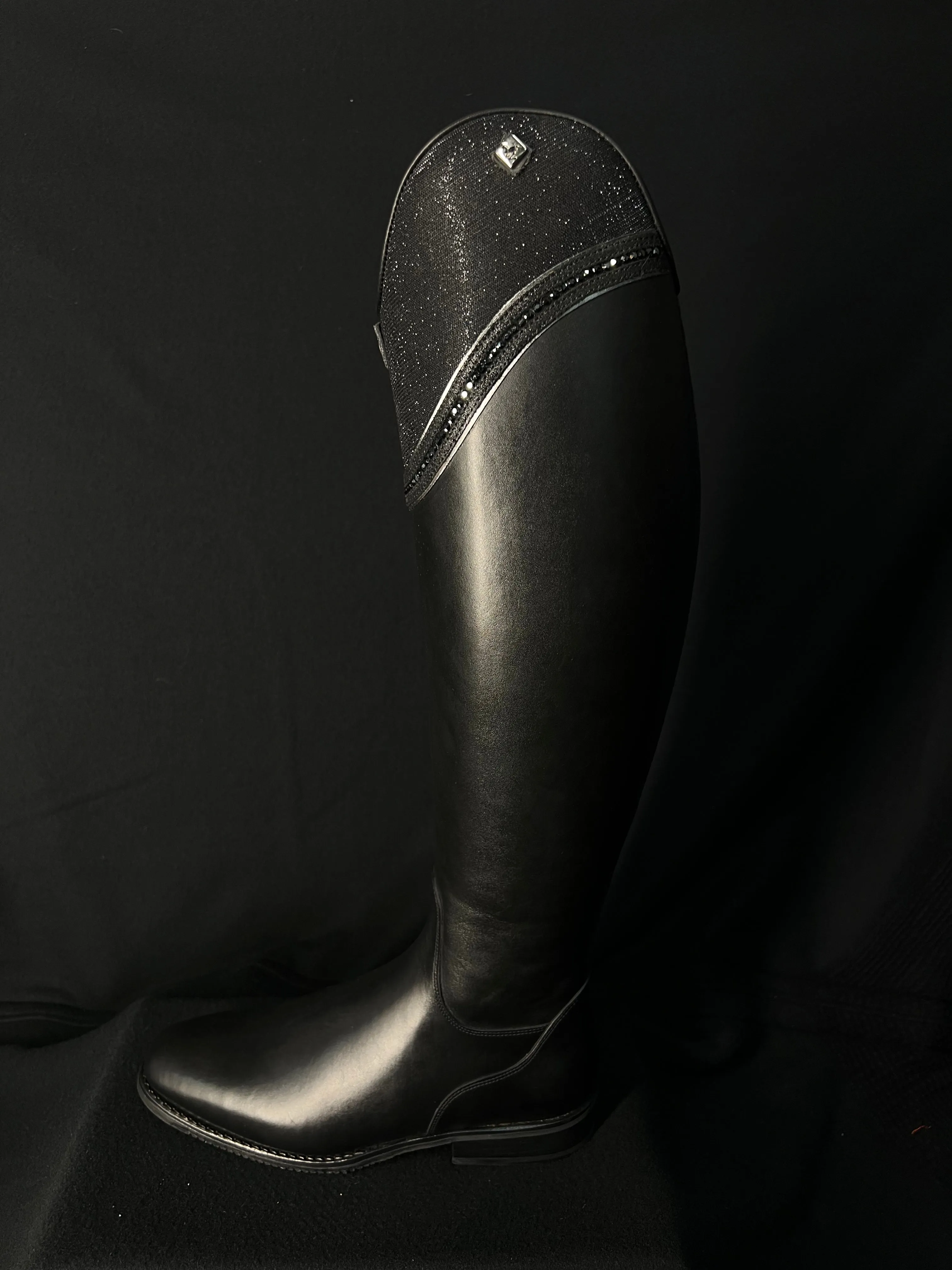 DeNiro Bellini Custom Dressage Boots Wrat Black with Iride Black and Jet Crystals