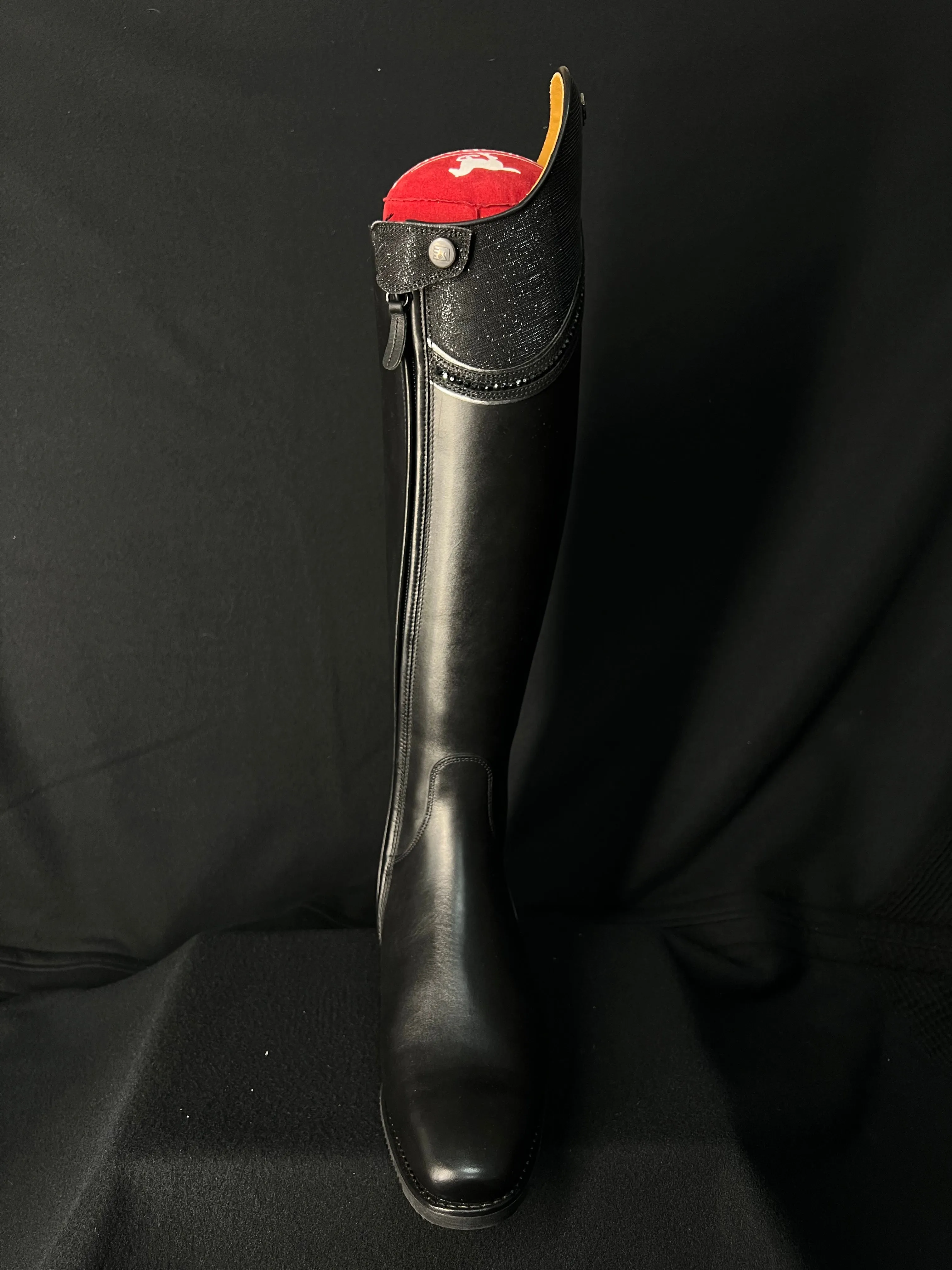DeNiro Bellini Custom Dressage Boots Wrat Black with Iride Black and Jet Crystals