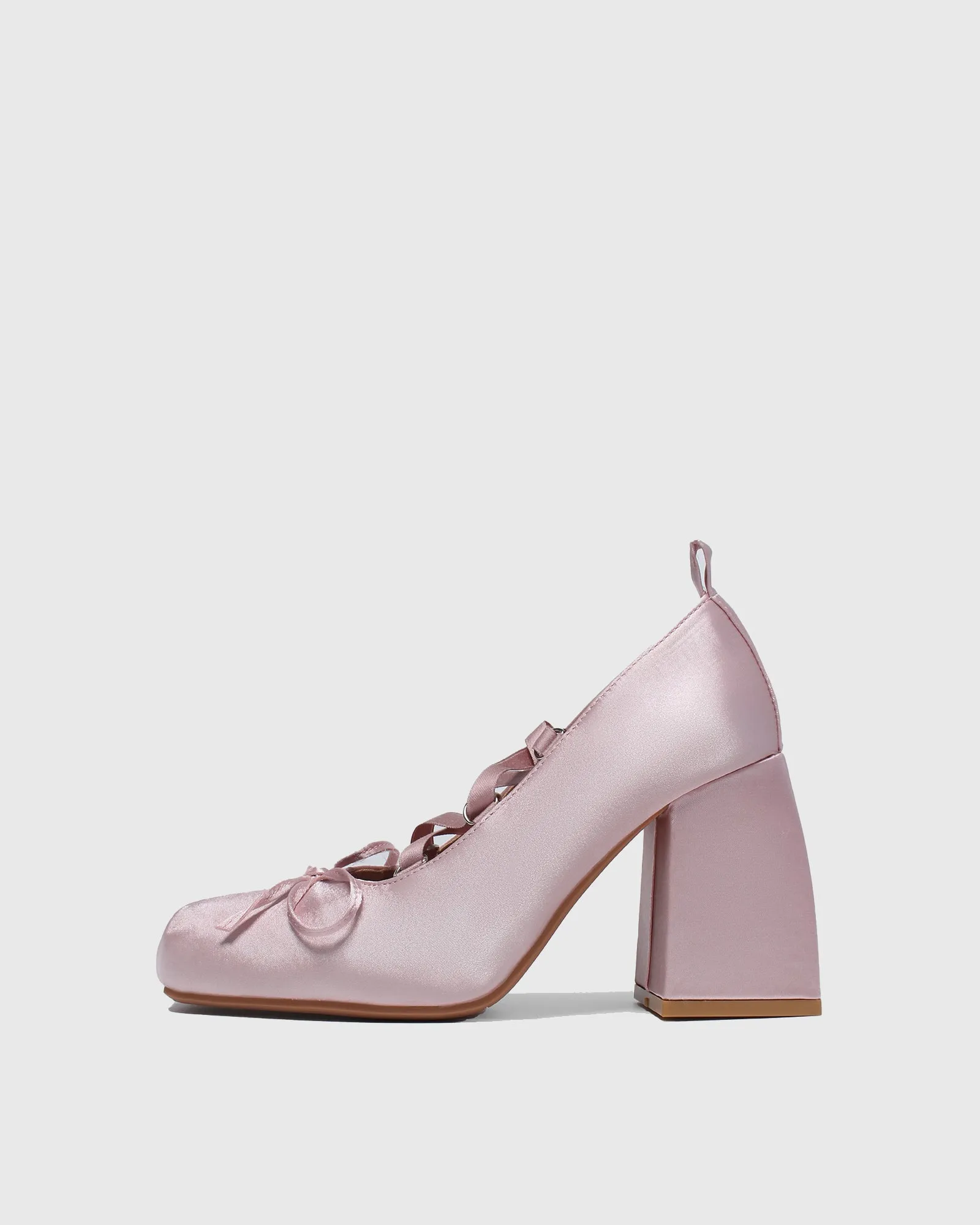 Ea Satin Lace Up  Lolita Loafer In Pink