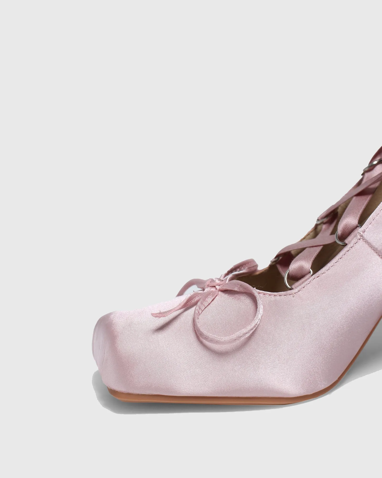 Ea Satin Lace Up  Lolita Loafer In Pink