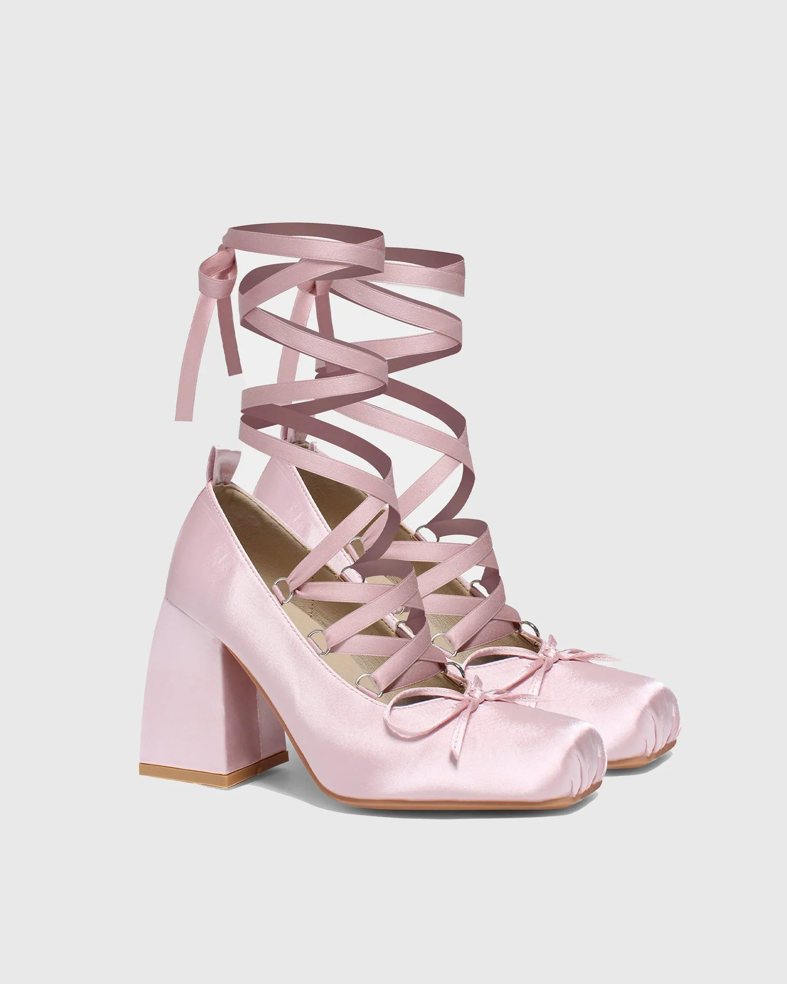 Ea Satin Lace Up  Lolita Loafer In Pink