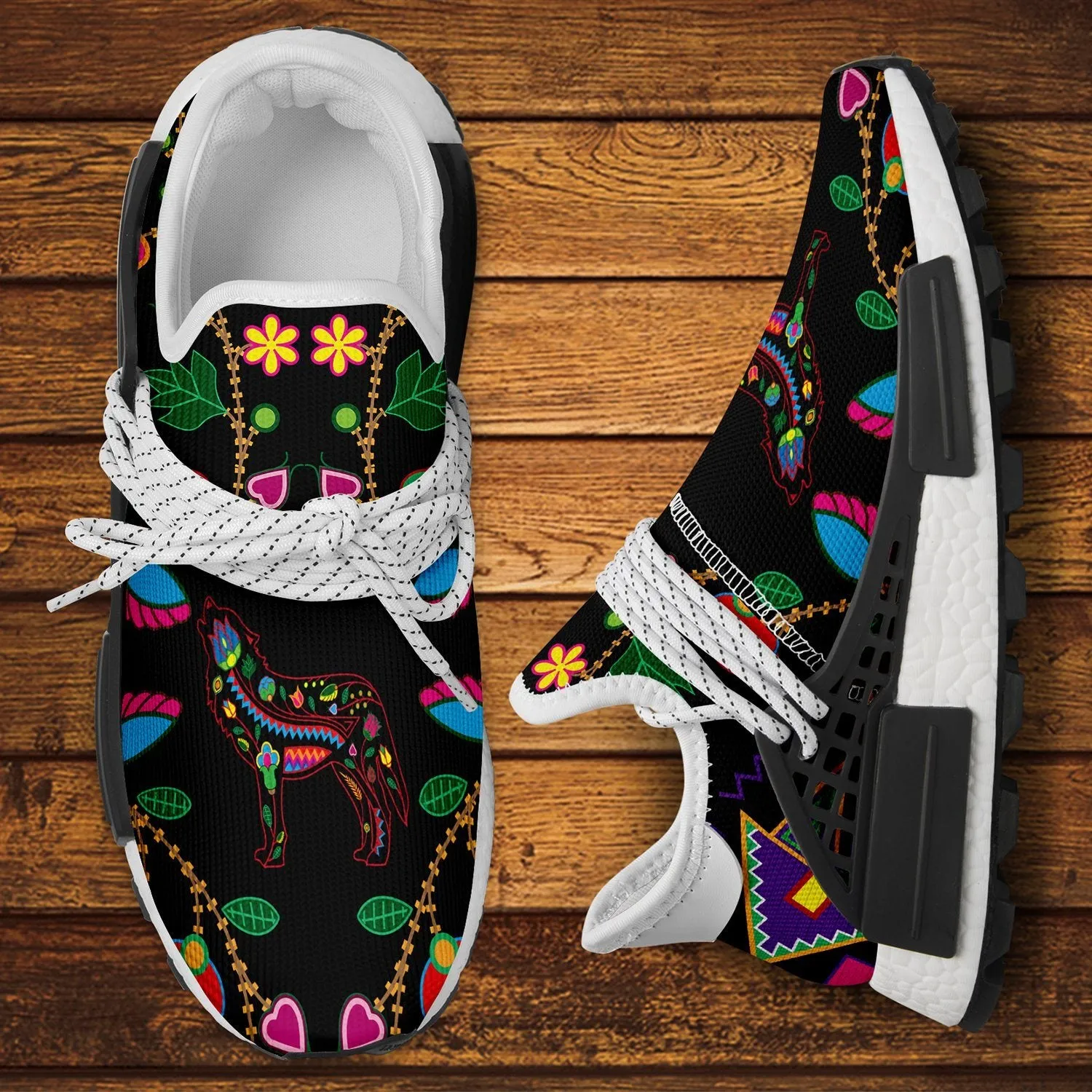 Floral Wolf Okaki Sneakers