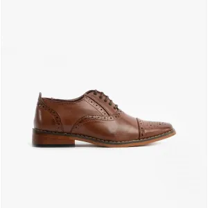 FRANCIS JNR Boys Oxford Lace Up Shoes Brown