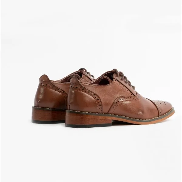 FRANCIS JNR Boys Oxford Lace Up Shoes Brown