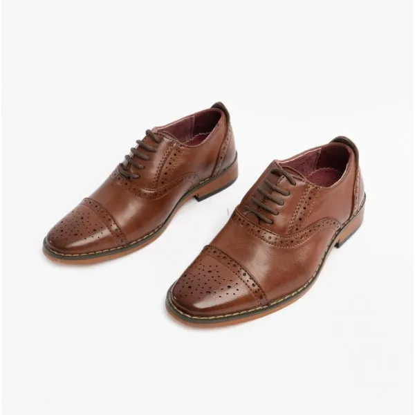 FRANCIS JNR Boys Oxford Lace Up Shoes Brown