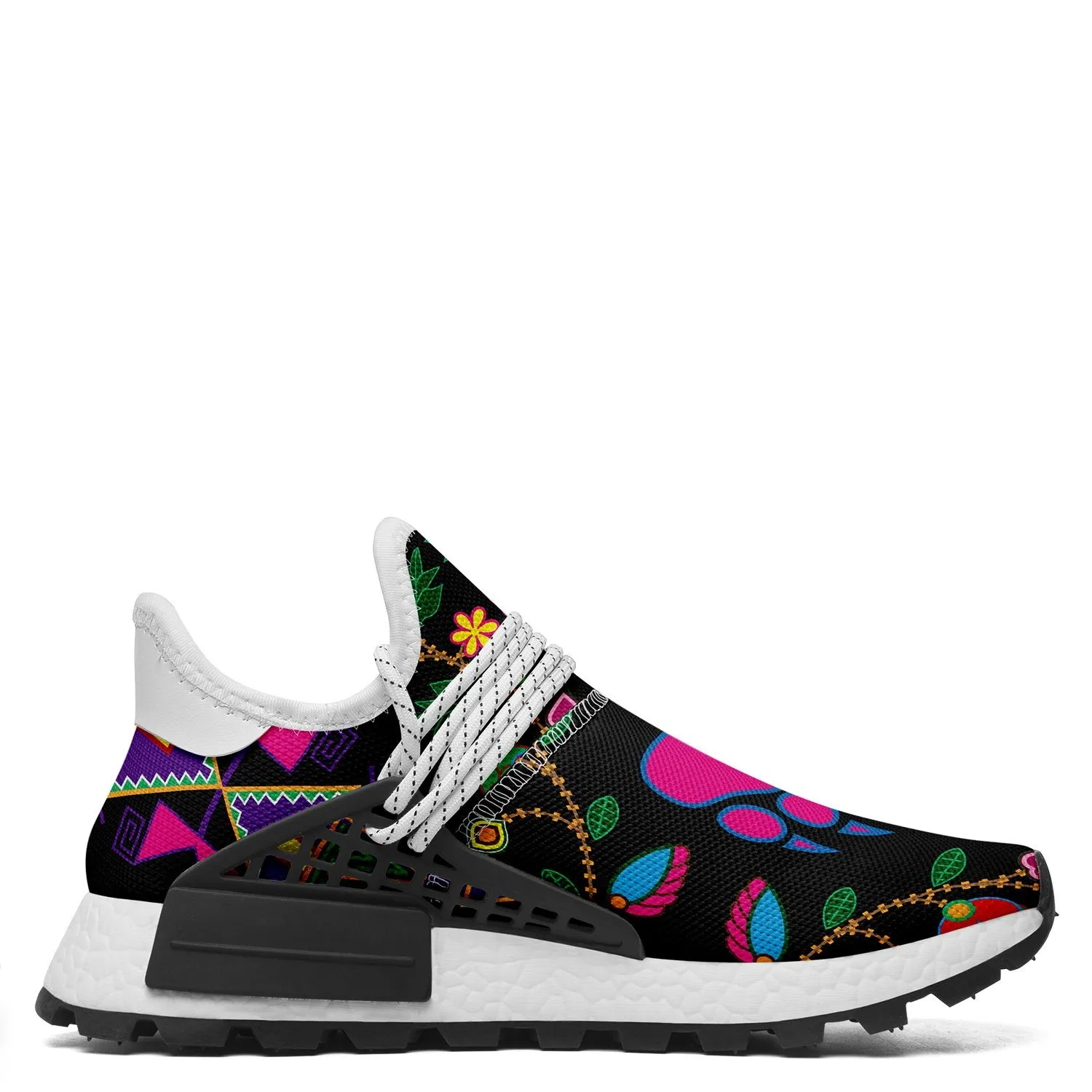 Geometric Floral Fall Black Okaki Sneakers