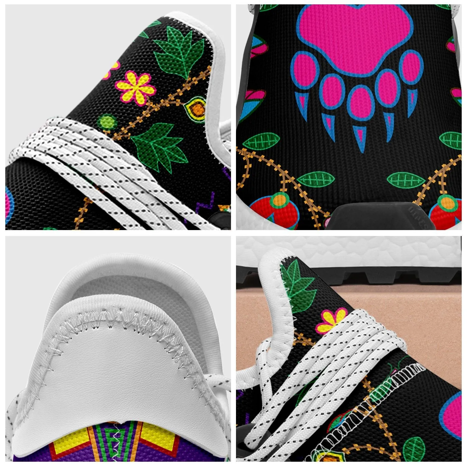 Geometric Floral Fall Black Okaki Sneakers