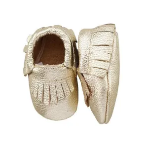 Gold Metallic Leather Baby Moccasins