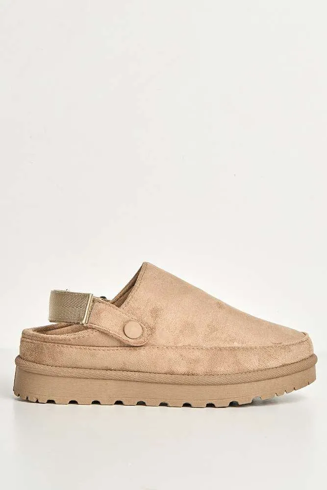 Harley Backless Extended Elastic Strap Slippers in Taupe