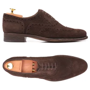 KITON Napoli Brown Calfskin Suede Leather Wing Tip Oxford Dress Shoes NEW Box