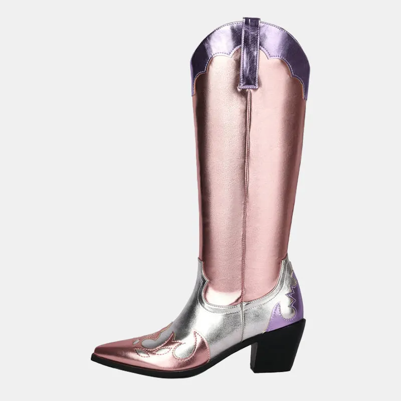 Lantana Shiny Metallic Embroidery Boots