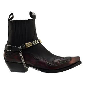 Men's Cowboy Boots Sendra 4660 Harness Red Black Leather Cuban Heel available sizes 42 44