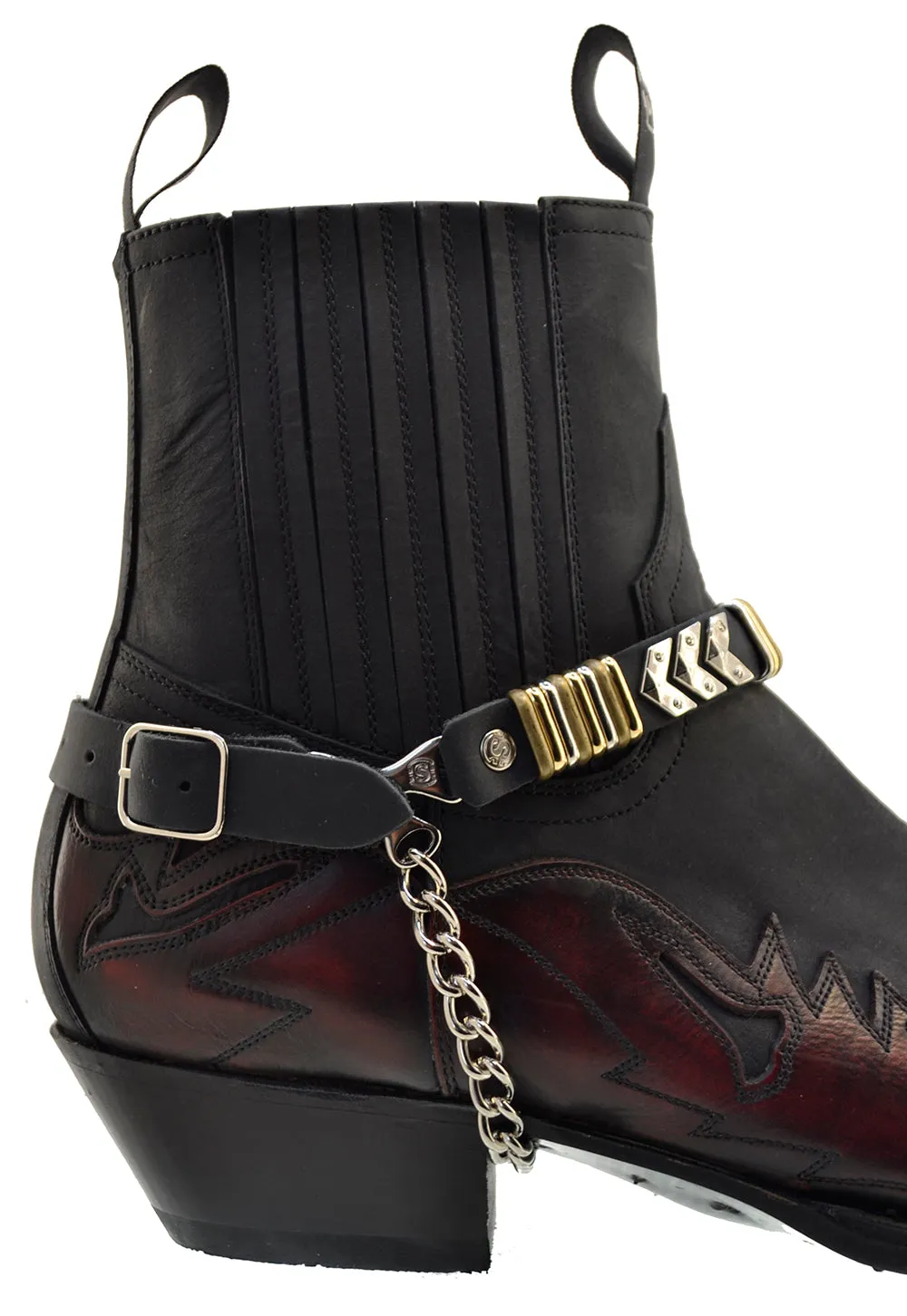 Men's Cowboy Boots Sendra 4660 Harness Red Black Leather Cuban Heel available sizes 42 44