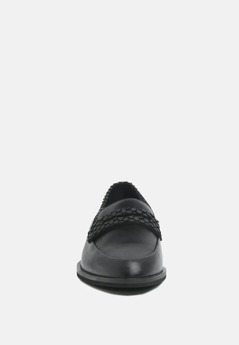 NADIA Black Leather Penny Loafers