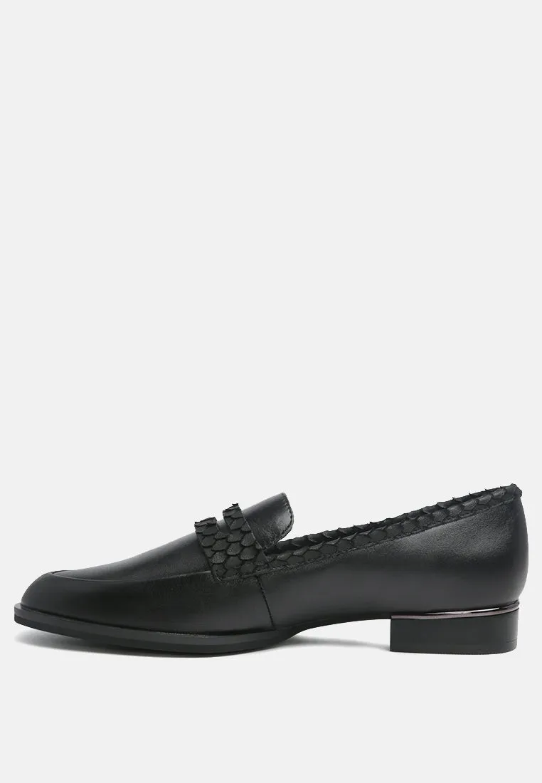 NADIA Black Leather Penny Loafers