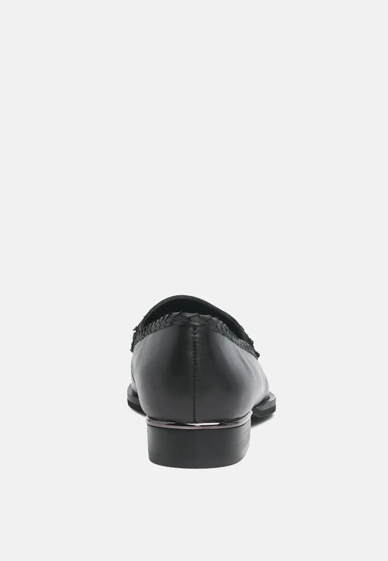 NADIA Black Leather Penny Loafers