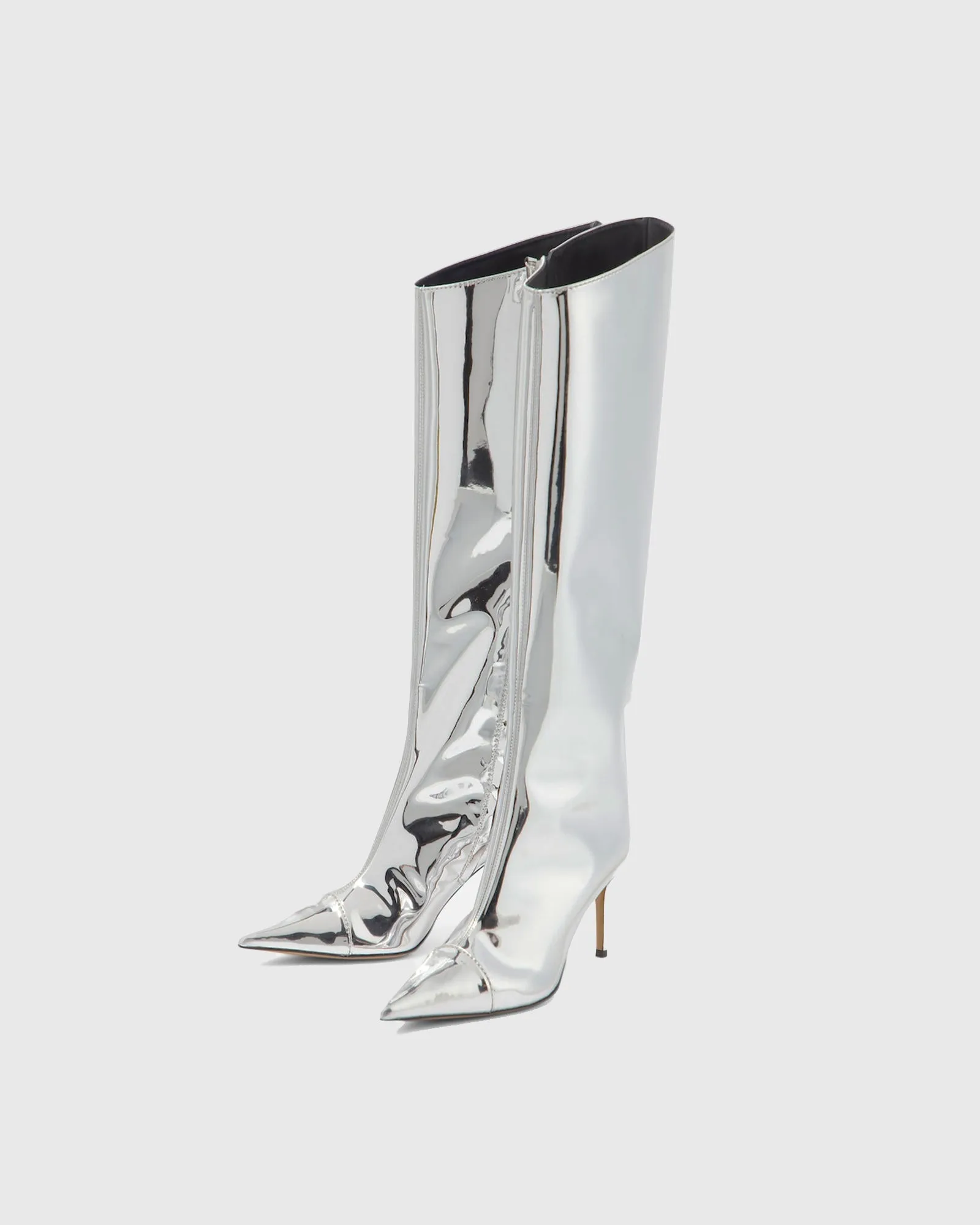 Orsola Metallic Knee High Boots In  Silver