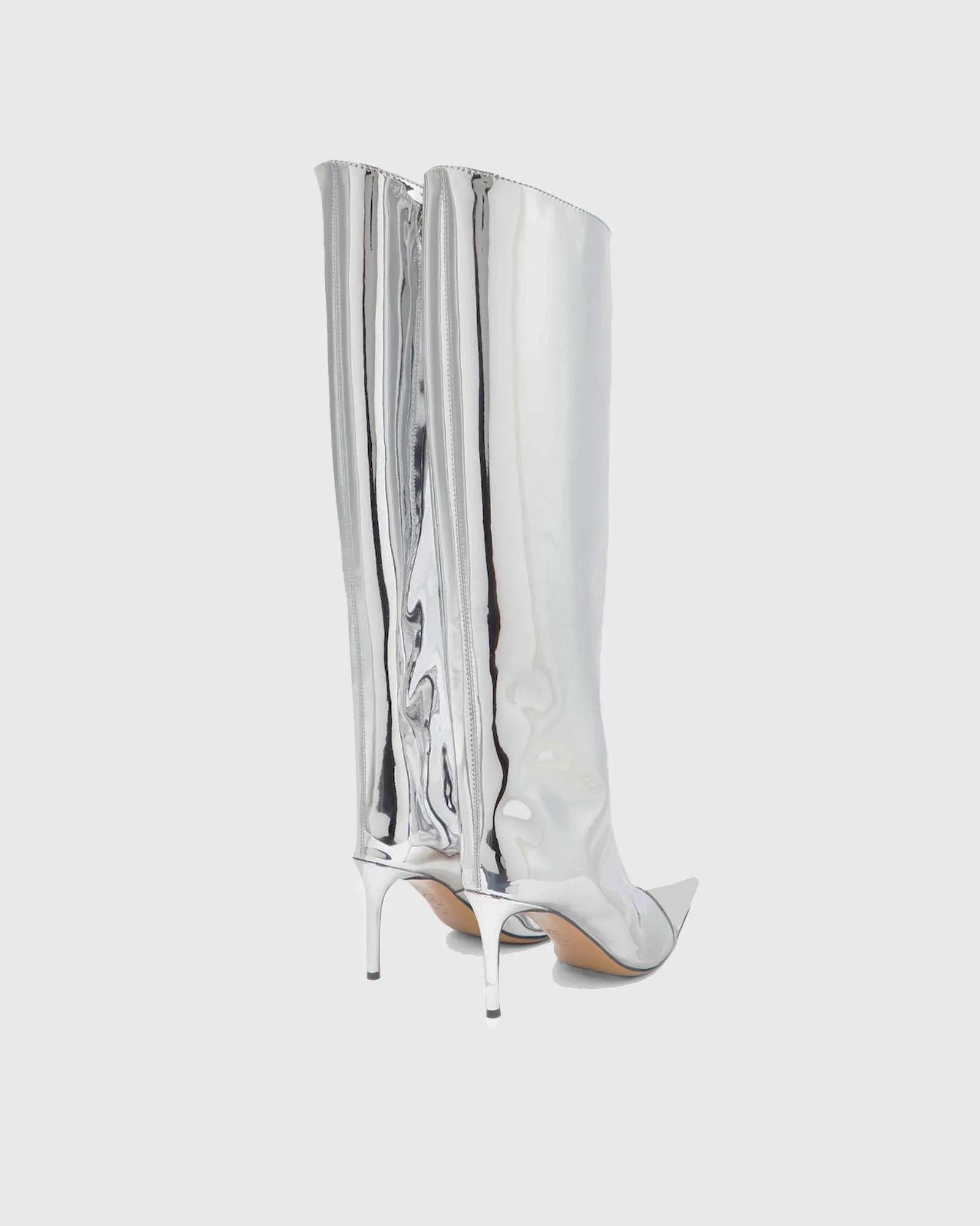 Orsola Metallic Knee High Boots In  Silver