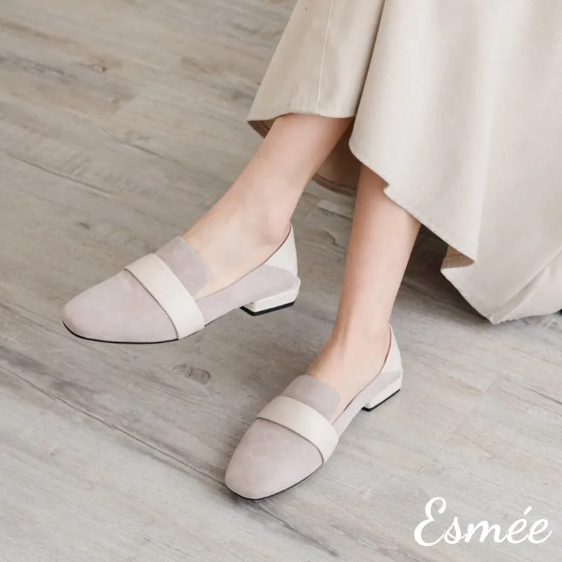 【Size 40 Special Offer】Suede Loafers with Thick Leather Straps