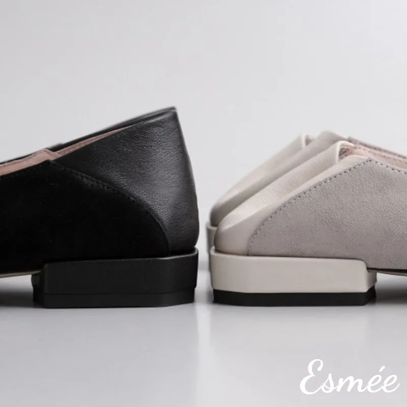 【Size 40 Special Offer】Suede Loafers with Thick Leather Straps