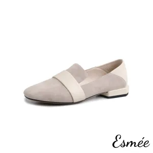 【Size 40 Special Offer】Suede Loafers with Thick Leather Straps