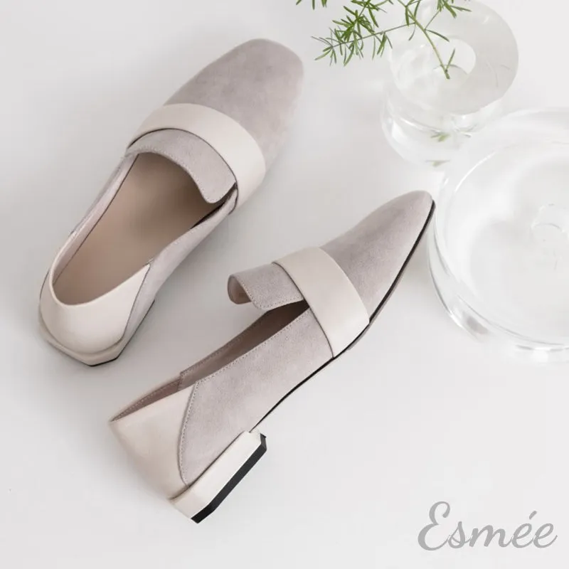 【Size 40 Special Offer】Suede Loafers with Thick Leather Straps