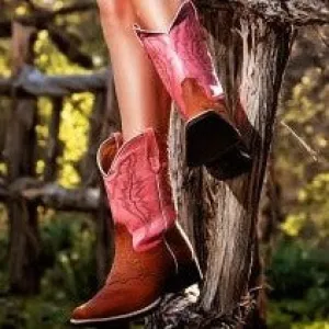 Texas Gold Minors Pink Angel Square Toe Kids Cowboy Boots