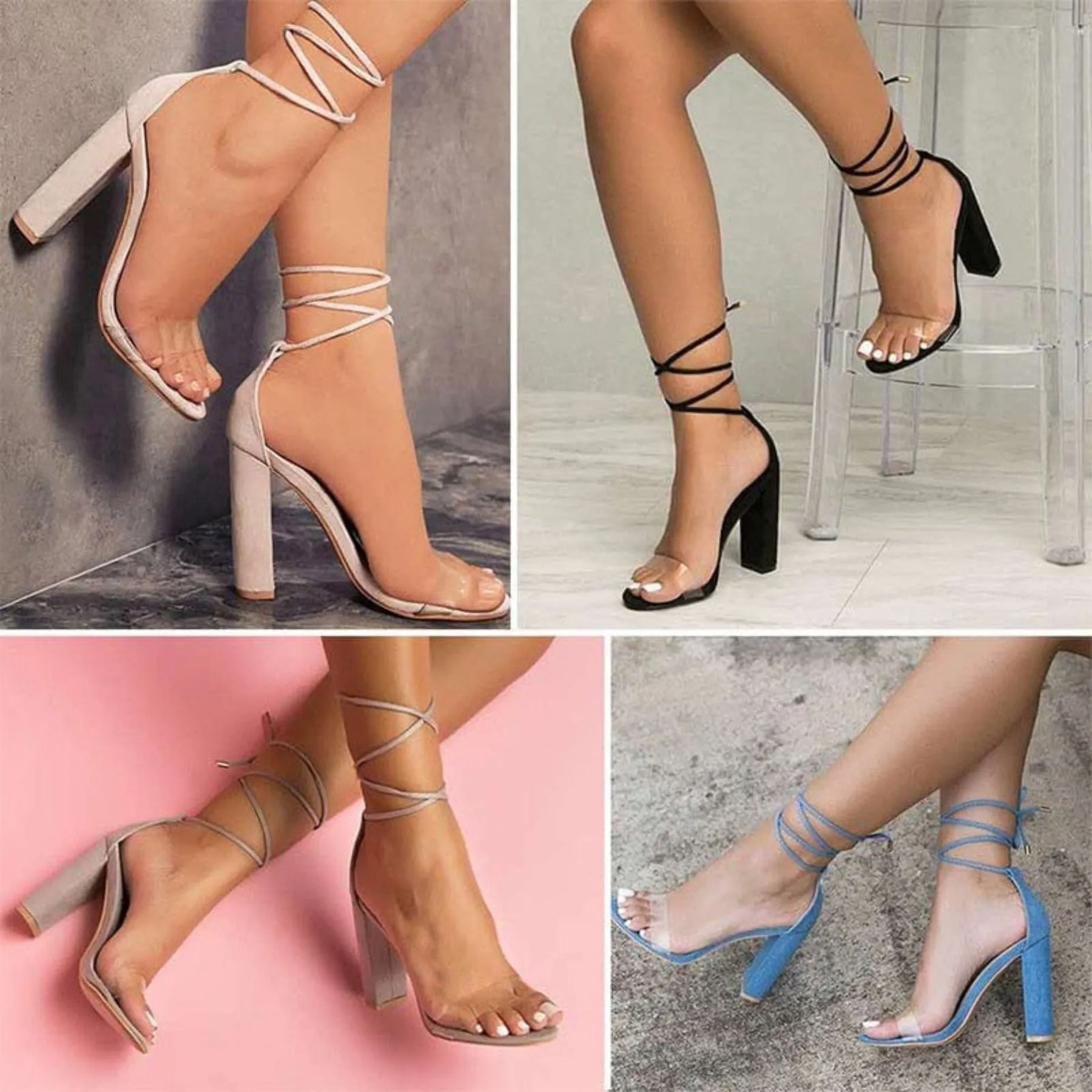 Thin High Heels Shoes With Gladiator Ankle Strap