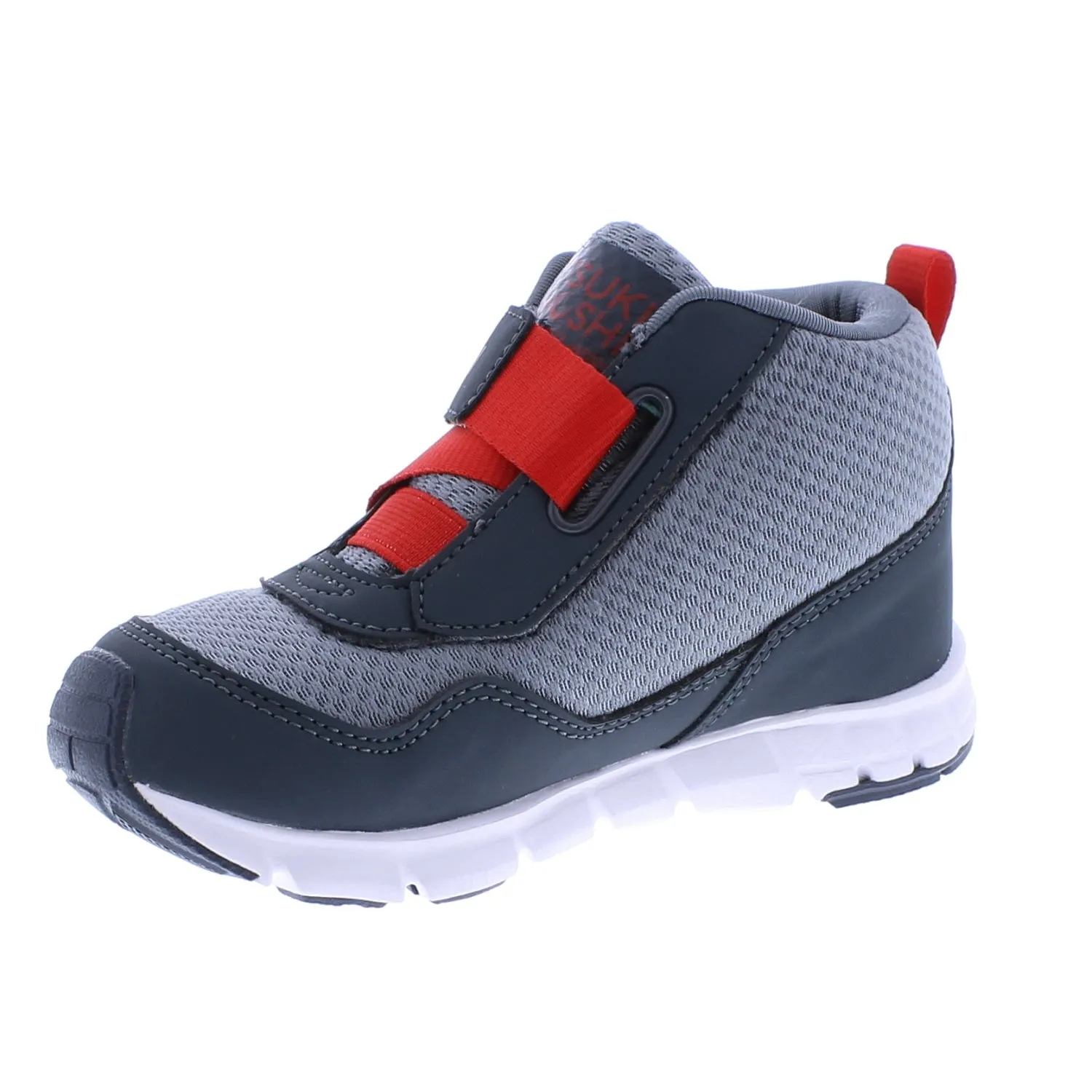 Tsukihoshi Tokyo | Slate/Red Waterproof Youth High Top Sneakers