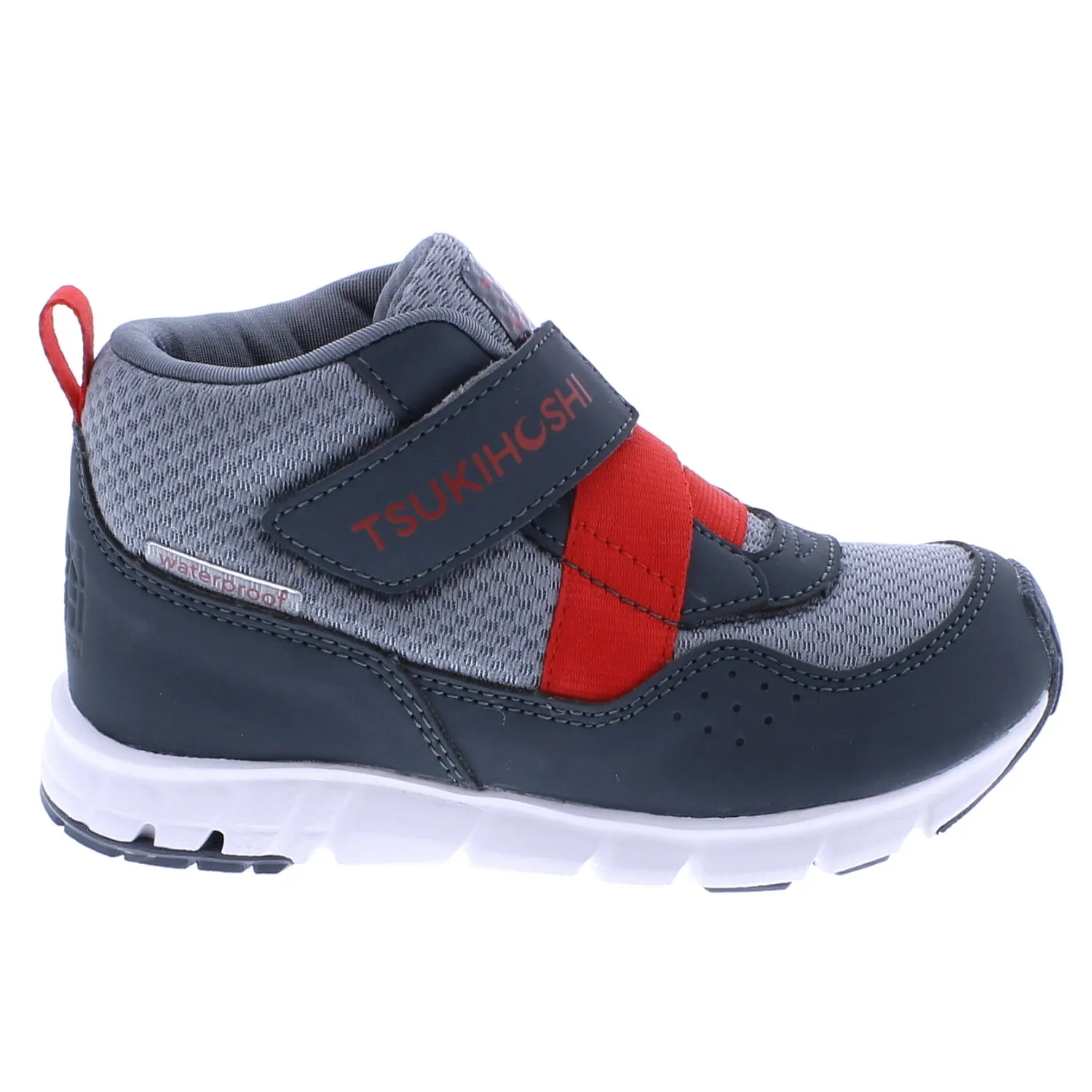 Tsukihoshi Tokyo | Slate/Red Waterproof Youth High Top Sneakers