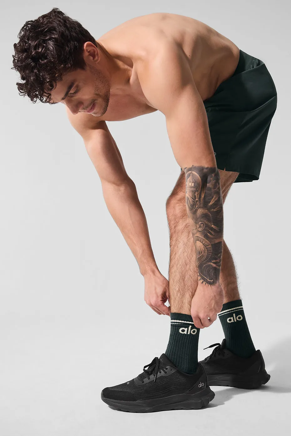 Unisex Throwback Sock - Charcoal Green/Ivory