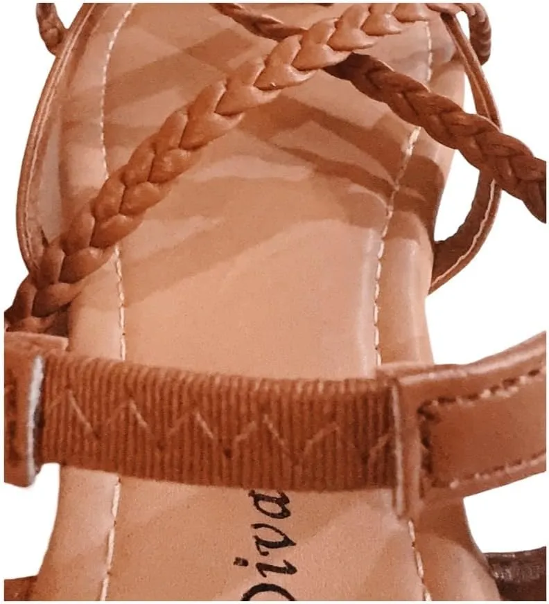 Women's Braided Strap Flat Sandals  Comfortable Open-Toe Slip-On Gladiator Sandals with Back Strap, Casual Summer Footwear